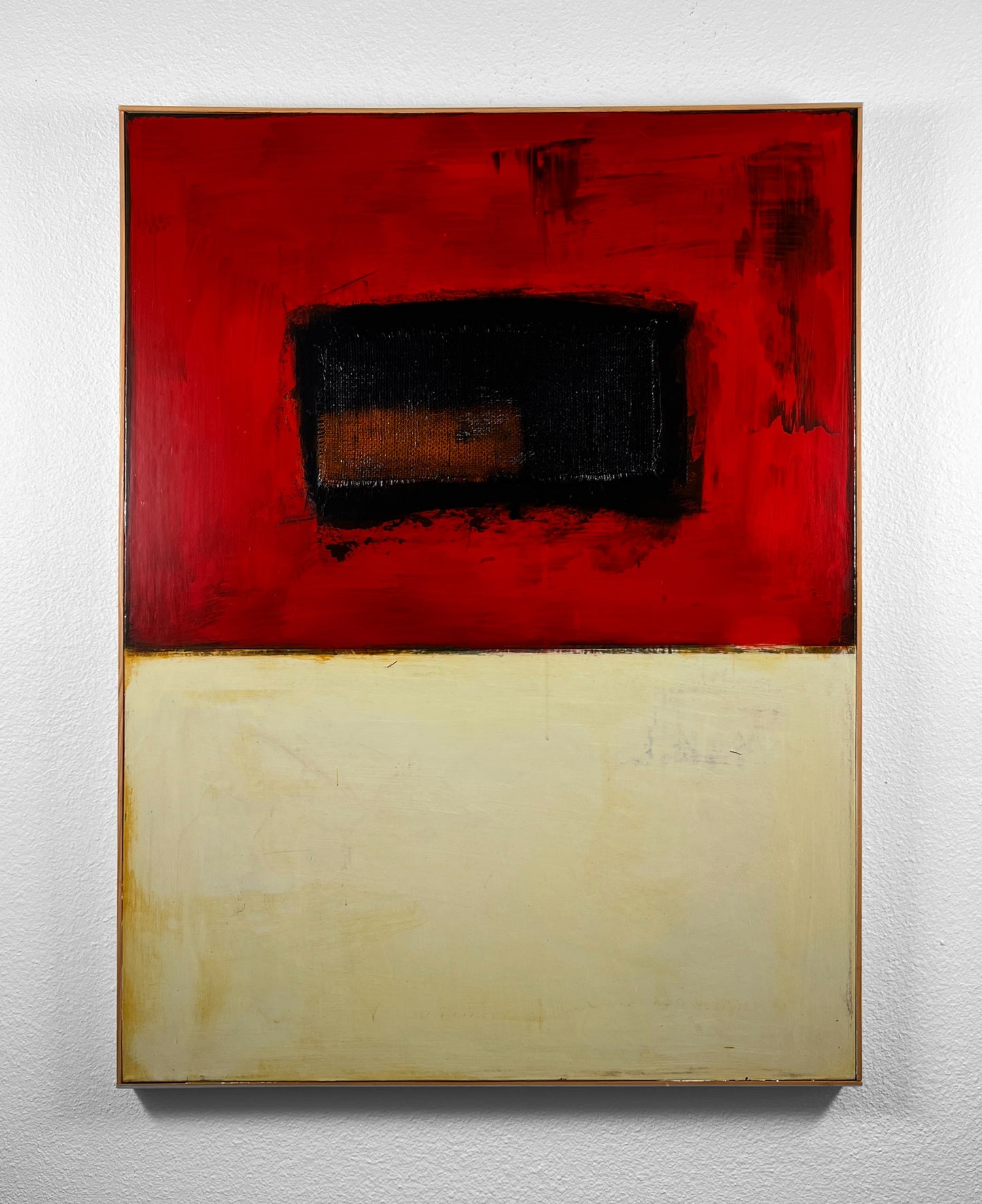 Original hand painted artwork with fabric materials by California artist Gorman Bentley
Red Patch, 2024
Acrylic and Burlap on Canvas, 40" x 30"
Abstract
 shown at Wade Sisco Gallery