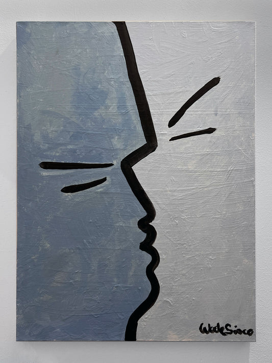 Man Kiss Contemporary Abstract Impressionist Painting by Wade Sisco