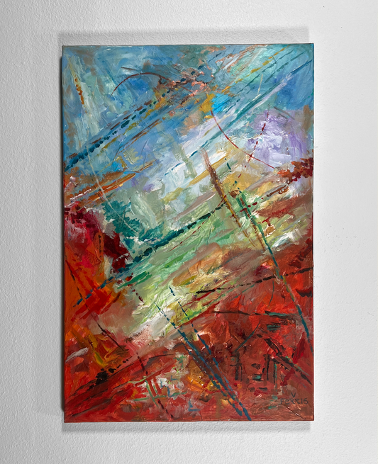 Original Hand Painting by Palm Springs Artist V Farris Darts, 2023 Mixed Medium On Canvas, 24" x 36" Abstract, Expressionist