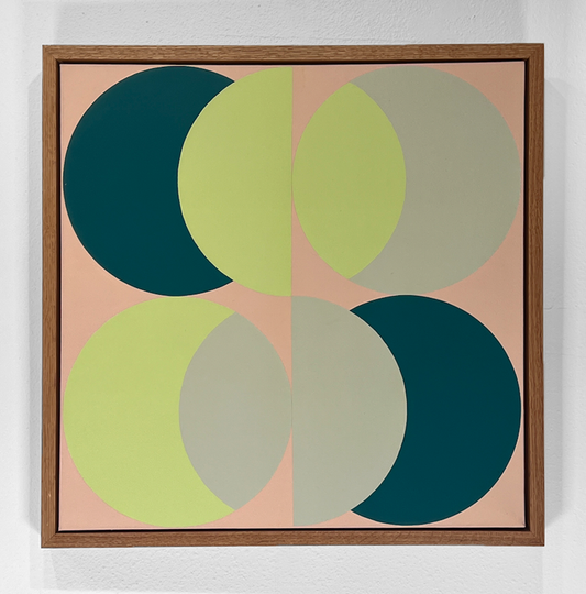 Priginal hand painted art by Palm Springs artist Paul Sarkis Desert Moon 2023&nbsp; Acrylic on Canvas, 24" x 24" Geometric Abstraction, Minimalist-Desert_Moon_IMG_5637